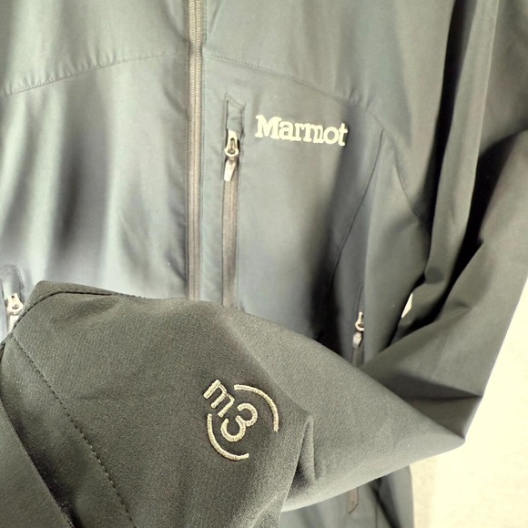 Marmot M3 Soft Shell Jacket Men's Large Black Stretch Secure Pockets Full Zip - Picture 3 of 13